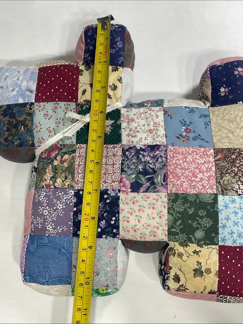 Handmade Patchwork Quilt Scottie Dog Plush Pillow Toy. Preowned.Grandmacore. - Picture 8 of 11